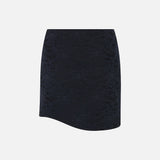 Loena Lace-Covered Denim Mini Skirt in Navy Blue