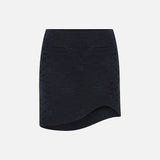Loena Lace-Covered Denim Mini Skirt in Navy Blue