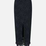 Kim Lace Midi Skirt in Navy Blue