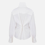 Juna High-Neck Cotton Shirt in White
