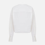Talia V-Neck Cotton Shirt in White