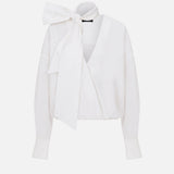 Talia V-Neck Cotton Shirt in White