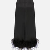 Tvin Feather-Trim Silk Organza Midi Skirt in Black