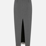 Gaia Midi Skirt with Lace Trim in Grey