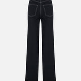 Sara Trousers with Metallic Stitching in Navy Blue