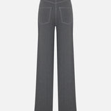 Sara Trousers with Metallic Stitching in Grey