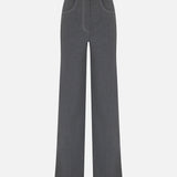 Sara Trousers with Metallic Stitching in Grey