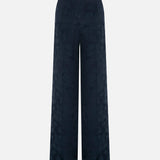 Rory Jacquard Double-Pleated Trousers in Navy Blue