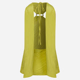 Kae-Open-Back Crinkle Top With Accessory Detail in Pistachio Green