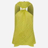 Kae-Open-Back Crinkle Top With Accessory Detail in Pistachio Green