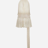 Joyce-Crinkled Open-Back Dress With Belt Buckle Detail in Champagne