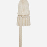 Joyce-Crinkled Open-Back Dress With Belt Buckle Detail in Champagne