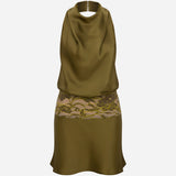 Alessia-Draped-High-Neck Satin Mini Dress