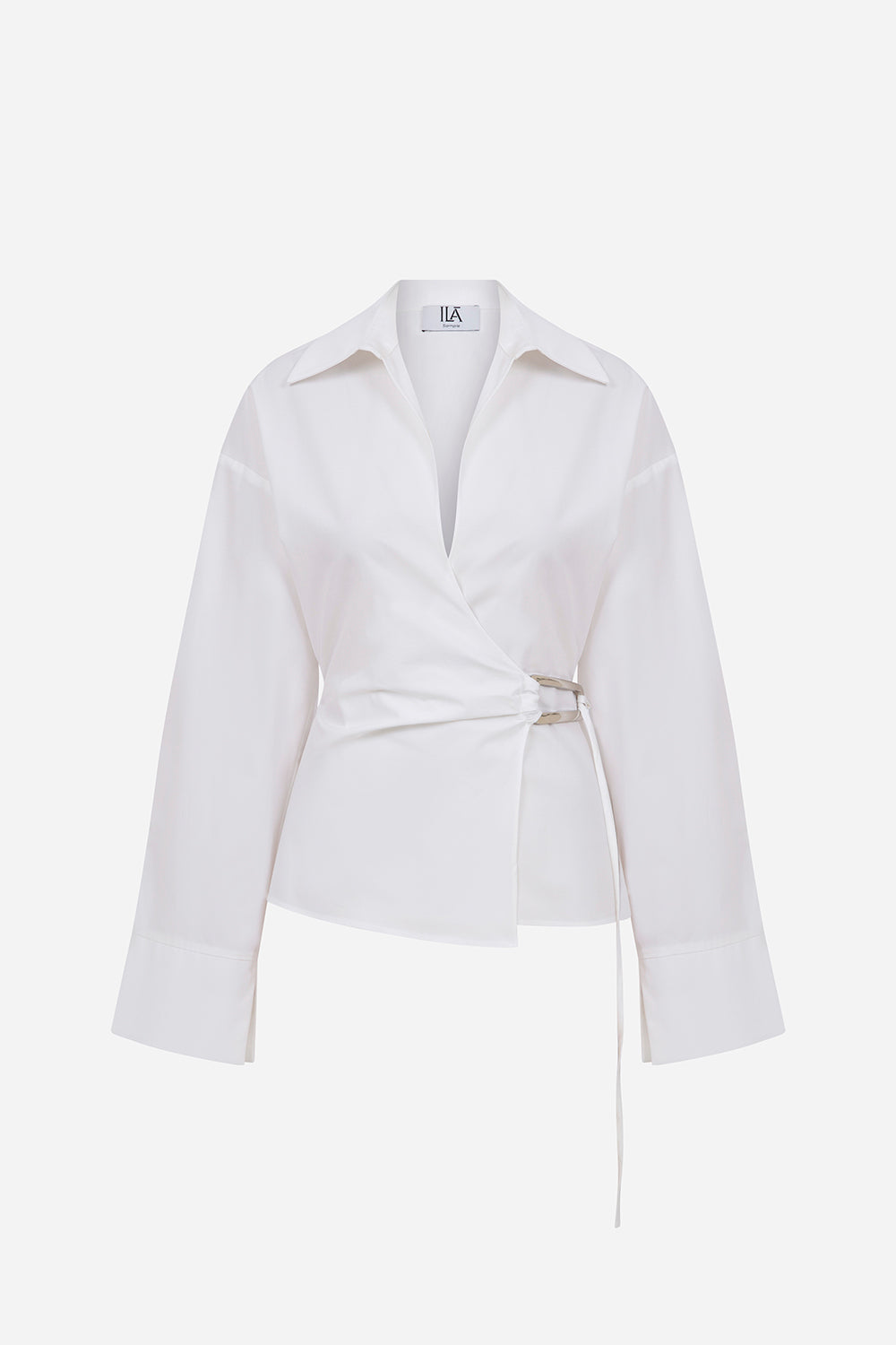 Lee-Draped Poplin Shirt With Accessory Detail in White