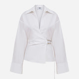 Lee-Draped Poplin Shirt With Accessory Detail in White