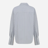 Nina-Striped Poplin Shirt in Blue