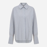 Nina-Striped Poplin Shirt in Blue