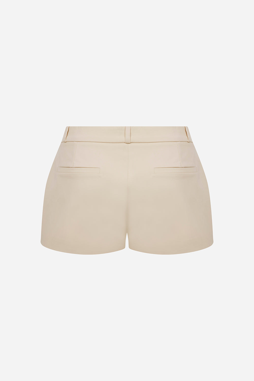 Lou-Tailored Pleated Mini Shorts in Seashell Ecru