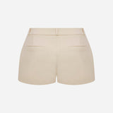 Lou-Tailored Pleated Mini Shorts in Seashell Ecru