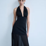 Mel-Corset Detailed Chiffon Dress