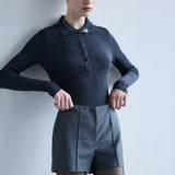 Iris - Mini Wool Shorts in Grey