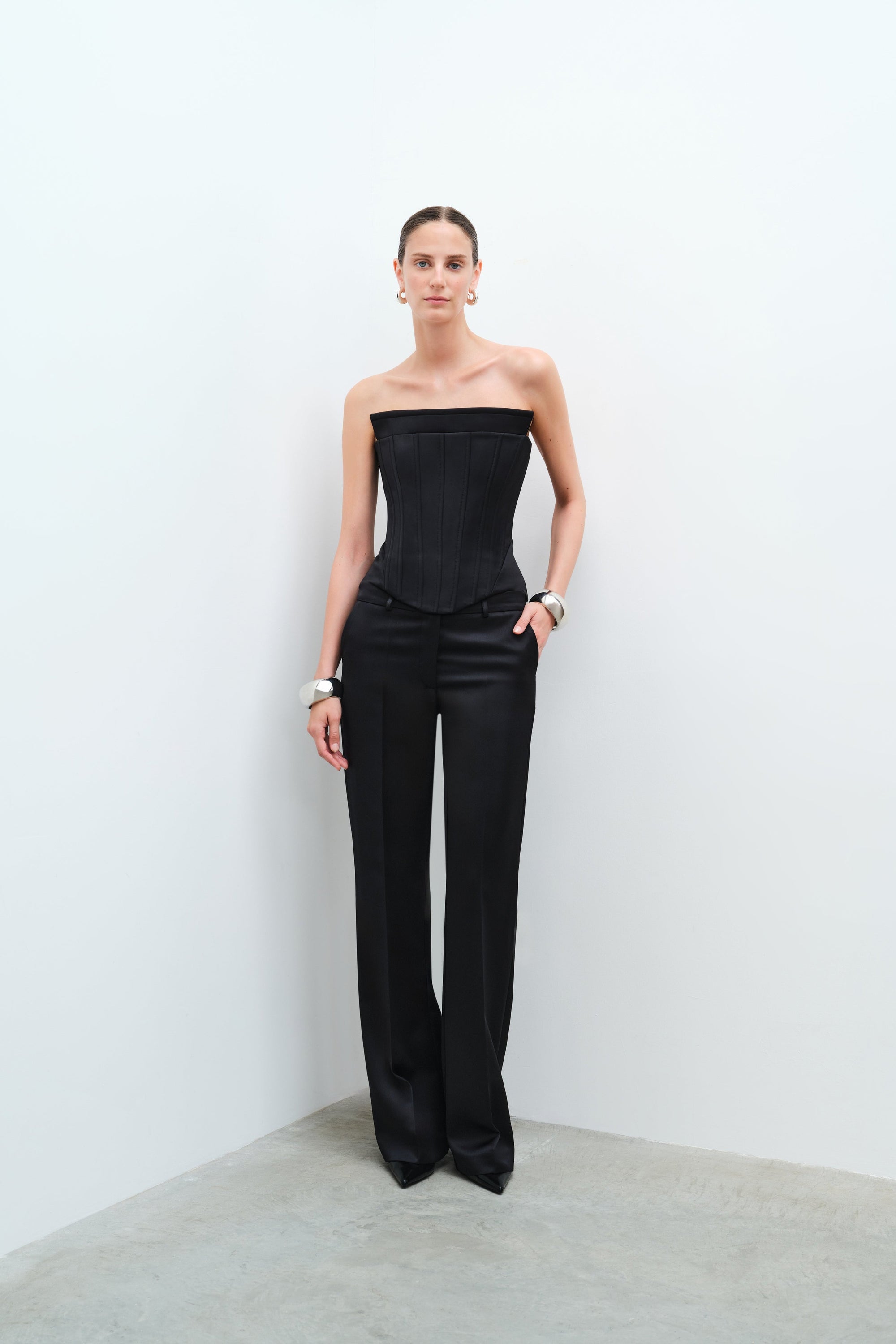 Noah - Low Rise Tailored Satin Trousers