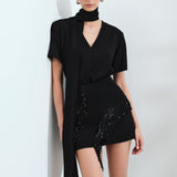 Lola - V Neck T-Shirt With Shawl Detail