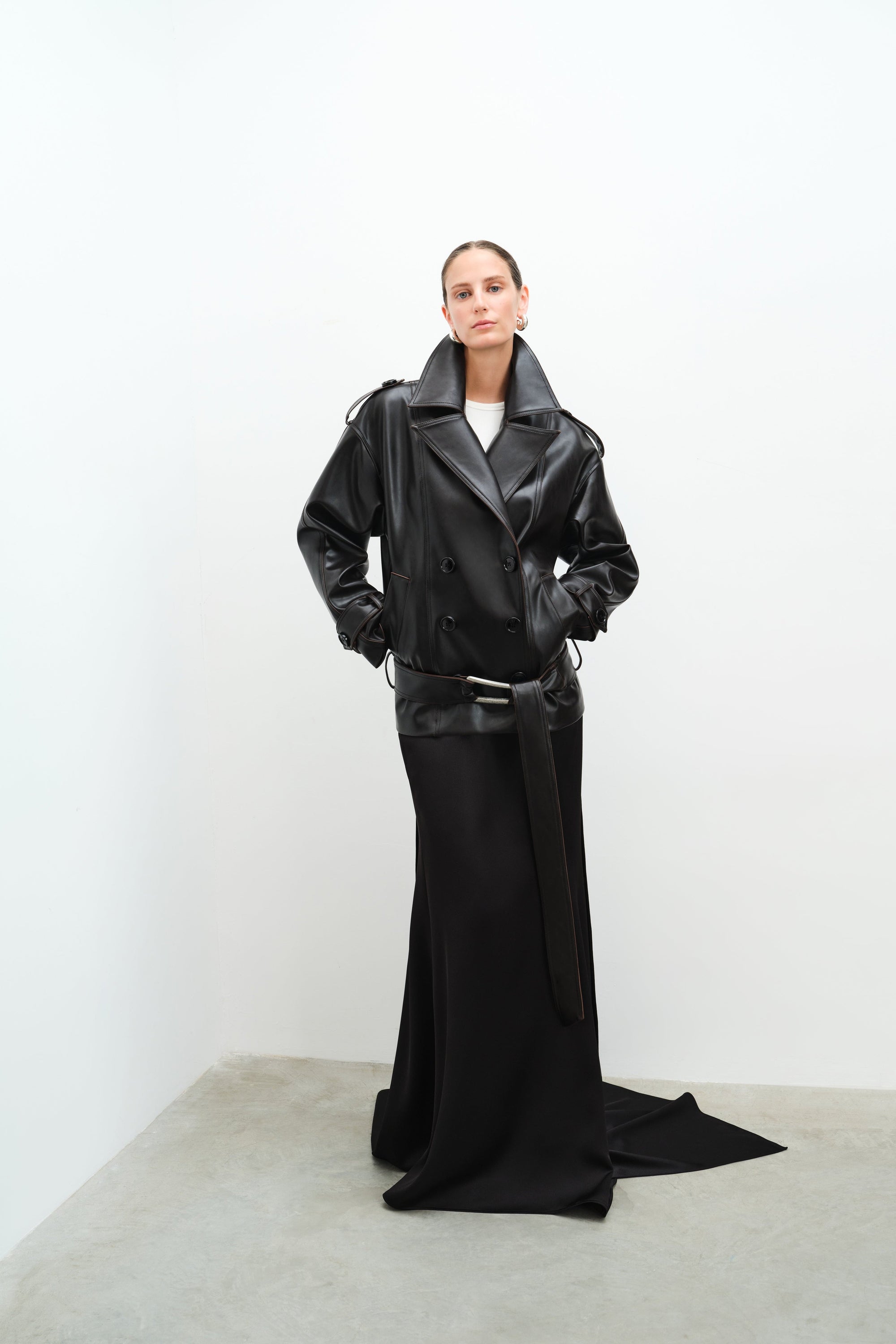 Cynthia - Satin Maxi Skirt With Train