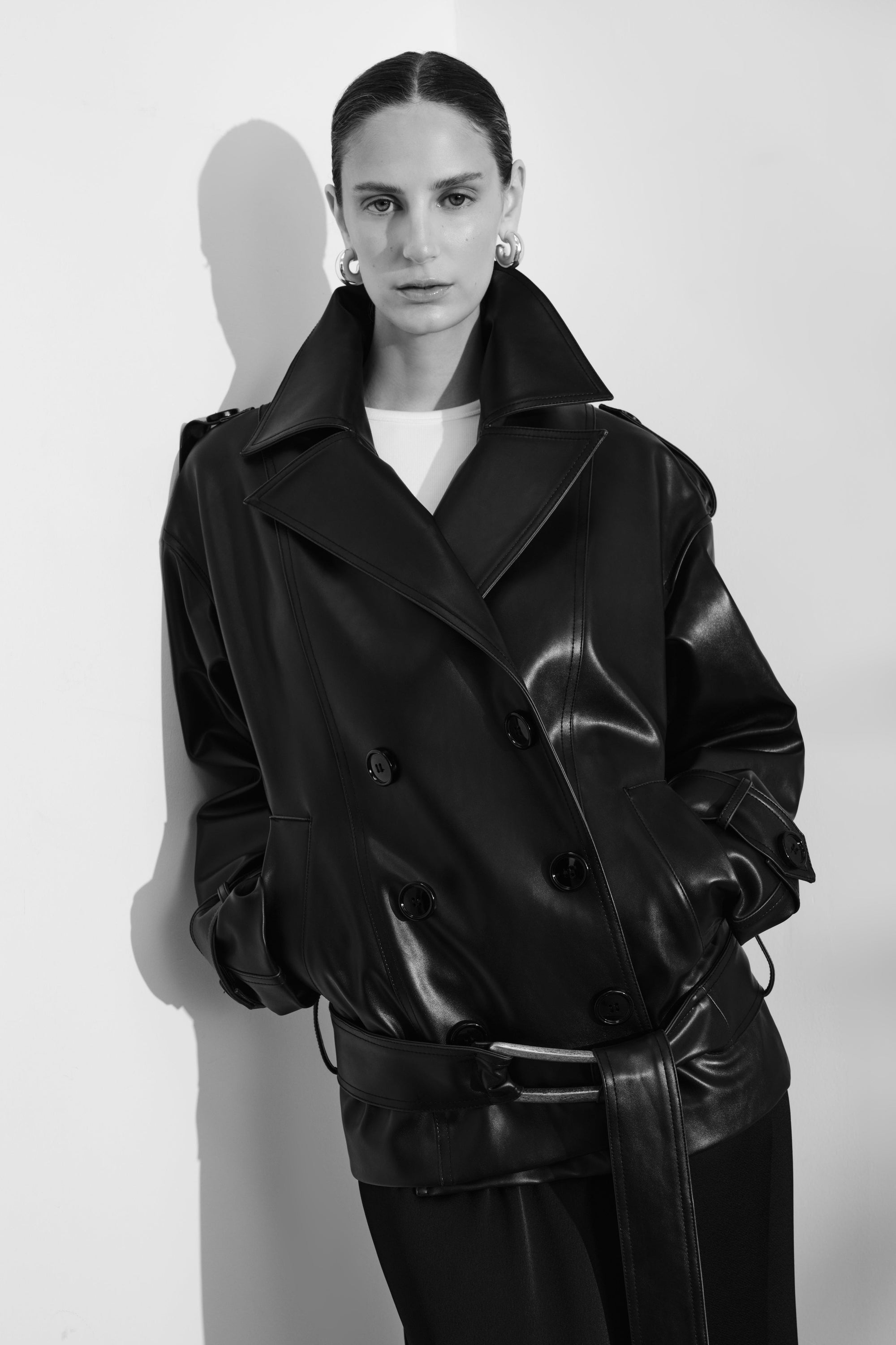 Joey - Leather Trench Jacket