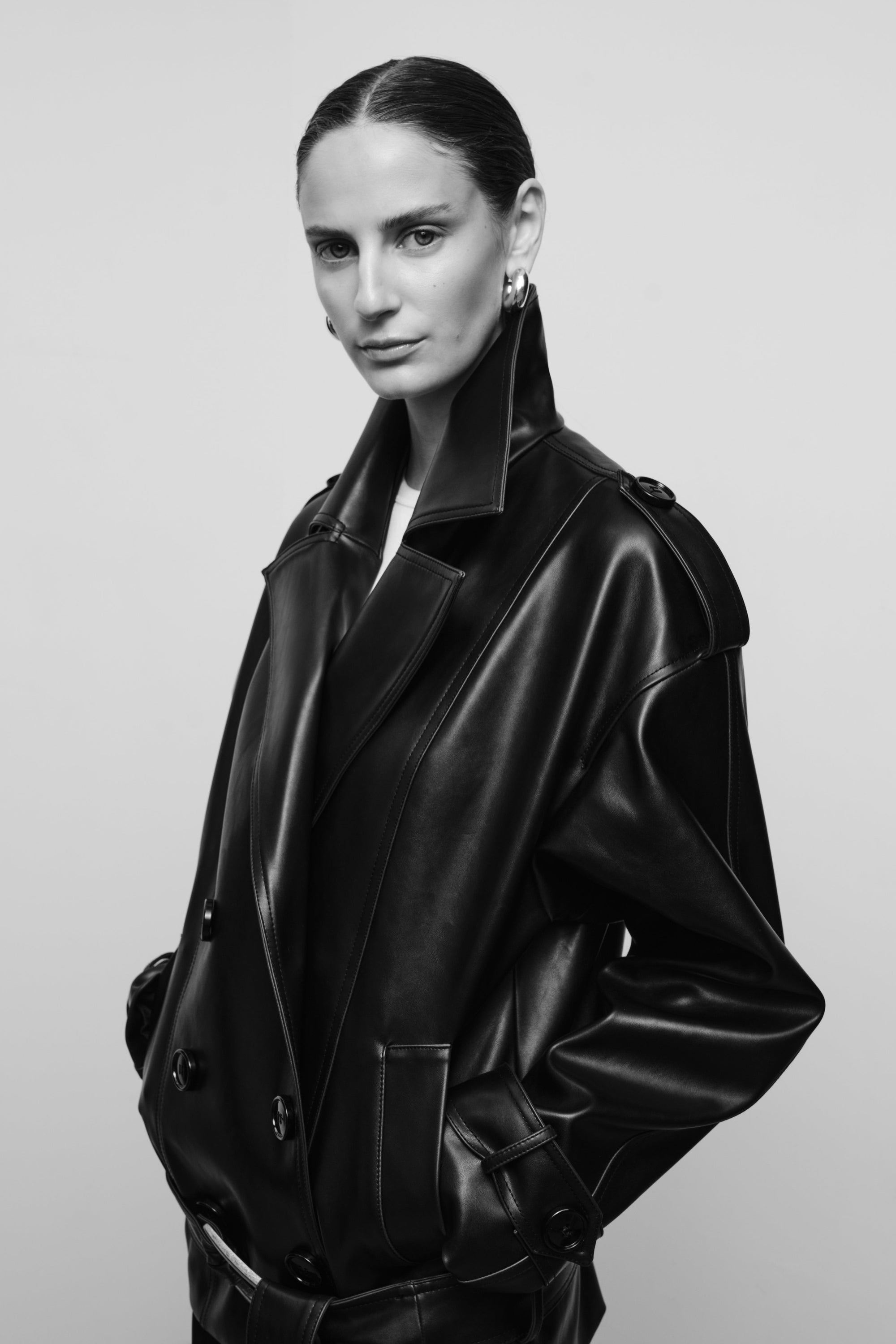 Joey - Leather Trench Jacket