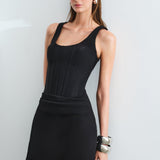 Nora-U-Neck Corset Detailed Mini Dress