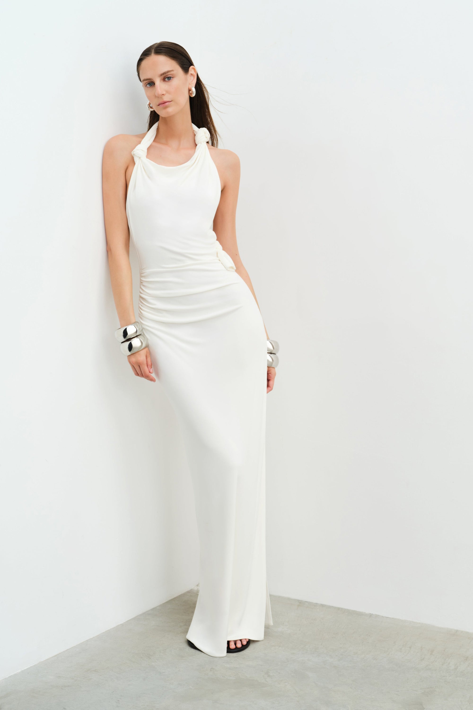 Harper - Asymmetric Cowl Neck Open-Back Jersey Maxi Dress