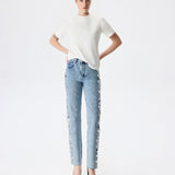 Alicia - Tshirt With Shoulder Pads in White