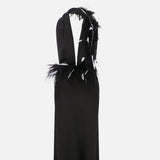 Carey-V-Neck Feathered Maxi Dress