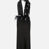 Carey-V-Neck Feathered Maxi Dress
