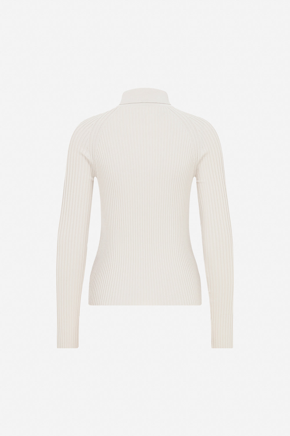 Mılan - Polo Neck Ribbed Knit Top