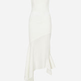 Misha-Strapless Midi Dress With Bias Cut Skirt