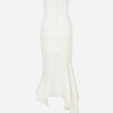 Misha-Strapless Midi Dress With Bias Cut Skirt