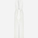 Padma-V Neck Satin Dress With Knot Detail