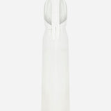 Padma-V Neck Satin Dress With Knot Detail