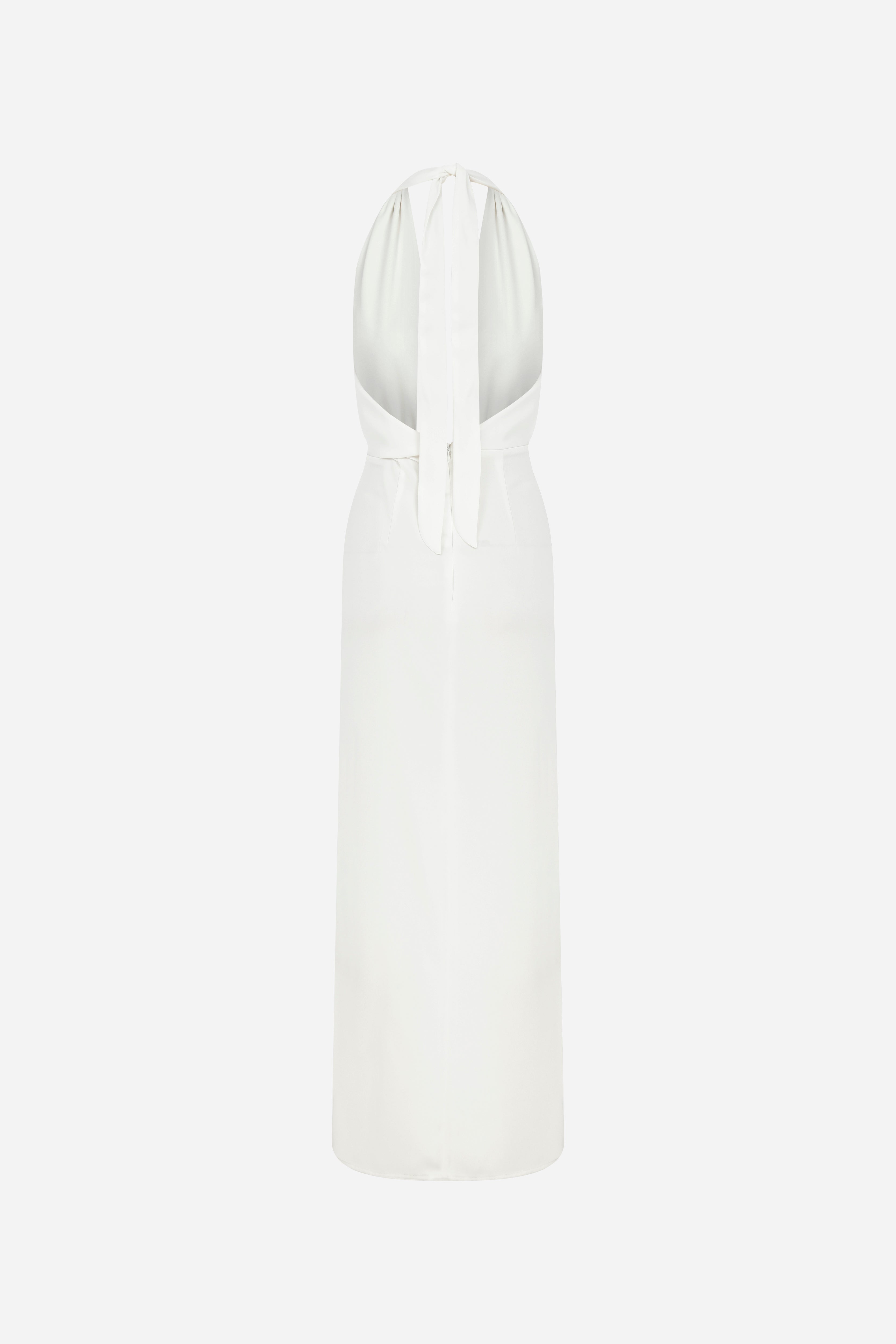 Padma-V Neck Satin Dress With Knot Detail