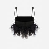 Till - Feather Trimmed Crop Top