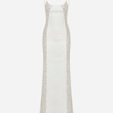 Violet - Sequin Details Slip Dress in White