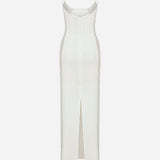 Violet - Sequin Details Slip Dress in White
