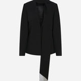 Roxy - Boxy Blazer With Beaded Fringe Detailed Shawl