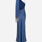 Brice - One Shoulder Satin Maxi Dress in Blue