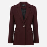 Mono - Constructed Wool Blazer in Burgundy