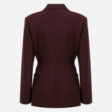 Mono - Constructed Wool Blazer in Burgundy