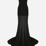 Isabel - Strapless Chiffon Maxi Dress in Black