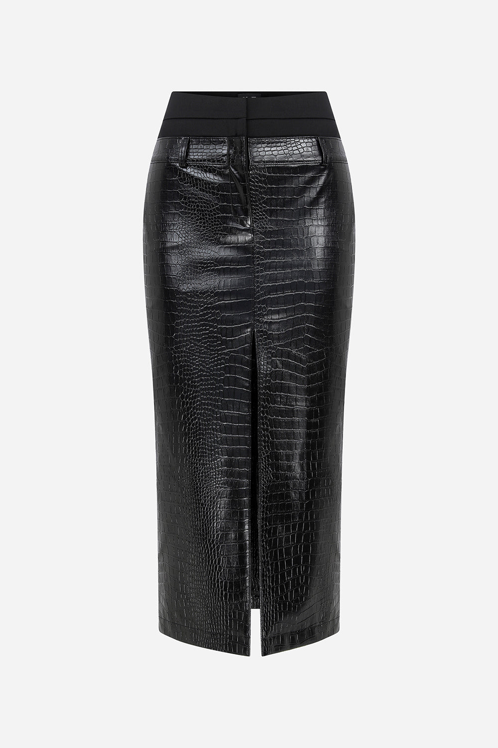 Vesper - Crocodile Vegan Leather Pencil Skirt